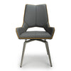 Shankar Graphite Grey Leather Match Swivel Dining Chair