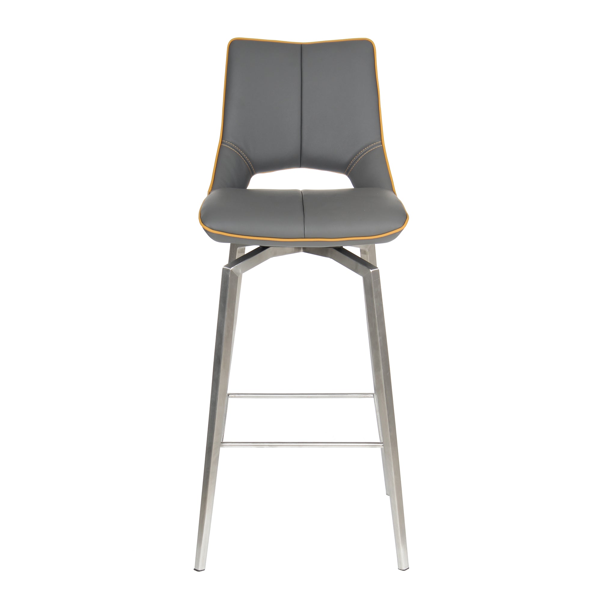 Shankar Graphite Grey Leather Match Swivel Bar Chair