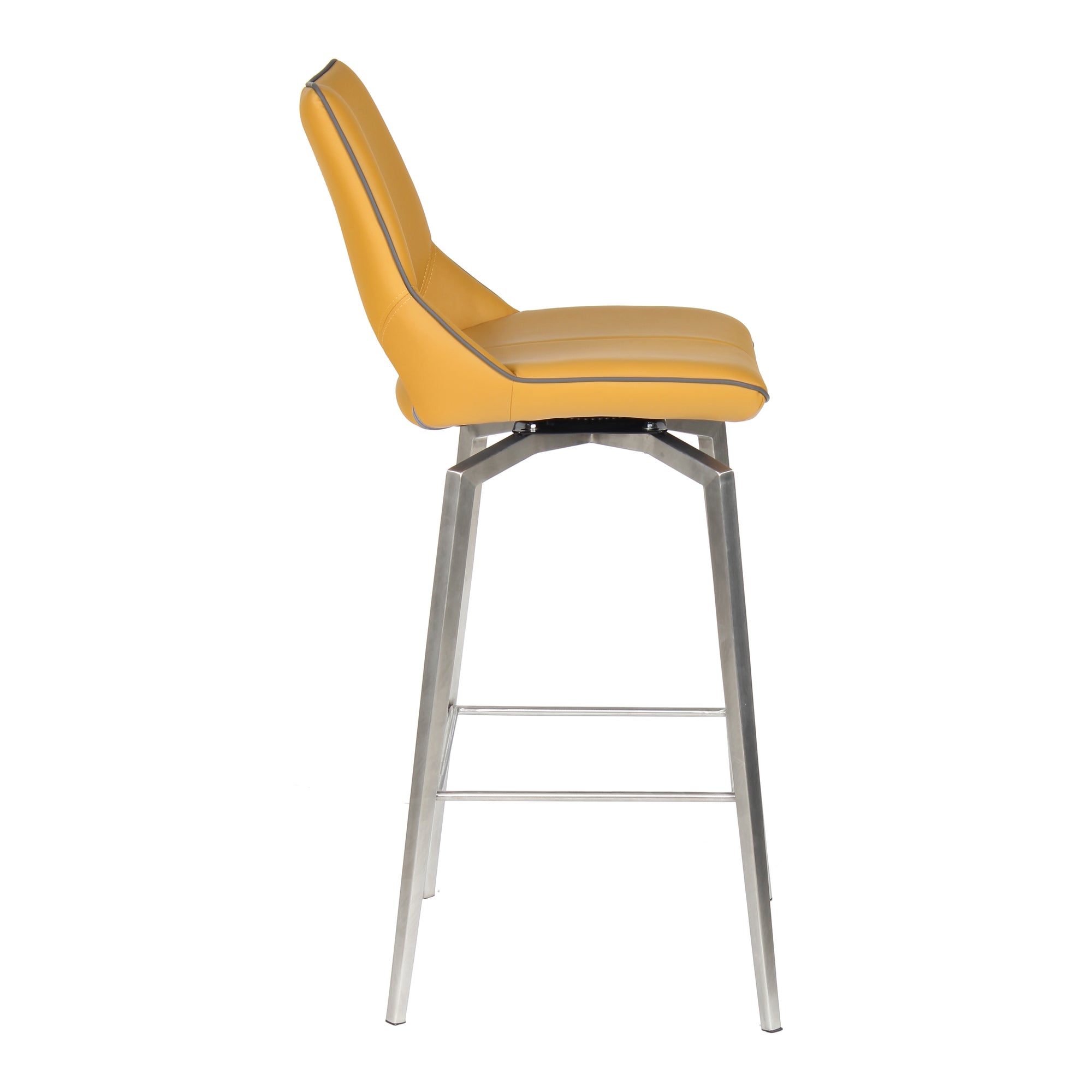 Shankar Medallion Yellow Leather Match Swivel Bar Chair