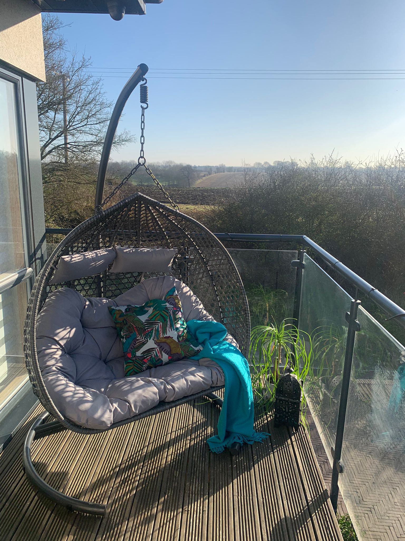 Home Junction Double Hanging Egg Chair in Grey