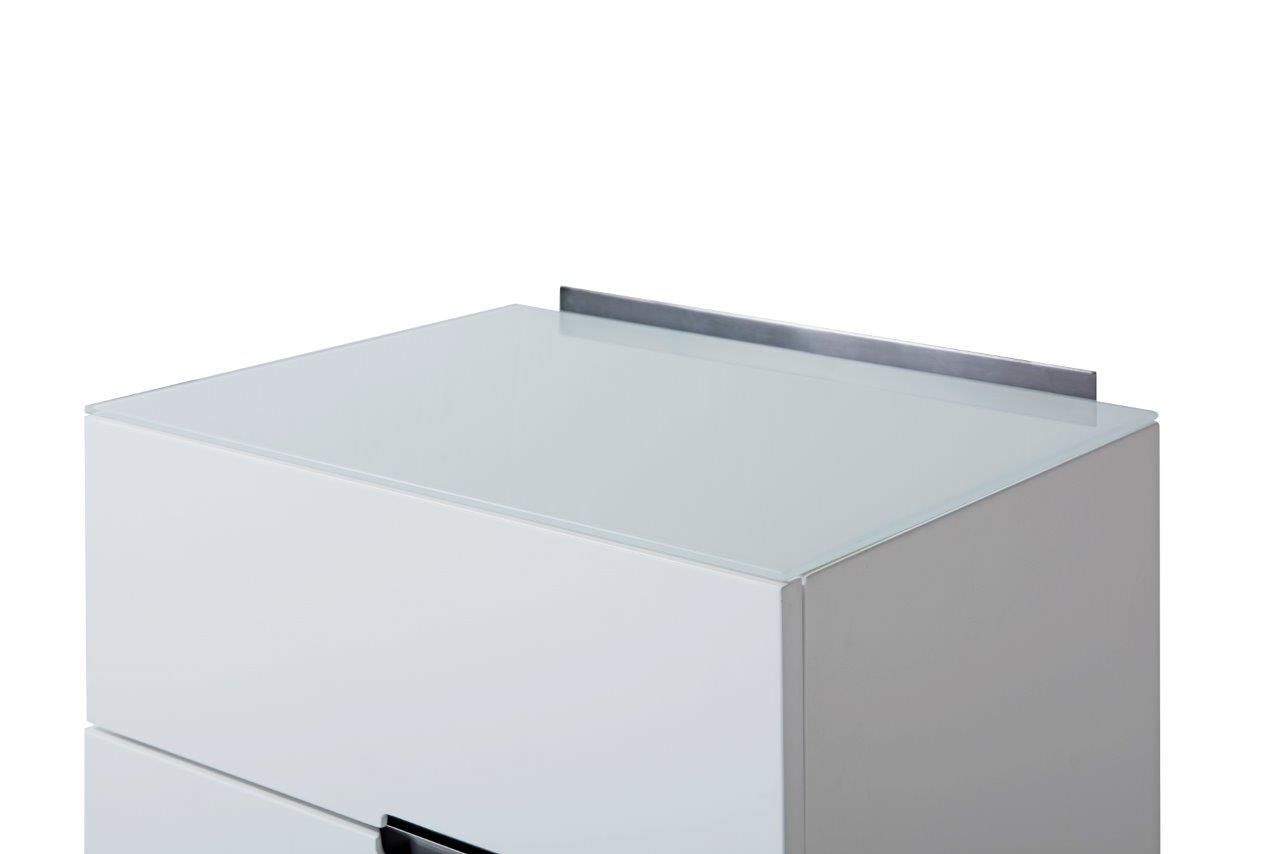 Gillmore Space Alberto Four Drawer Narrow Chest White With Dark Chrome Accent