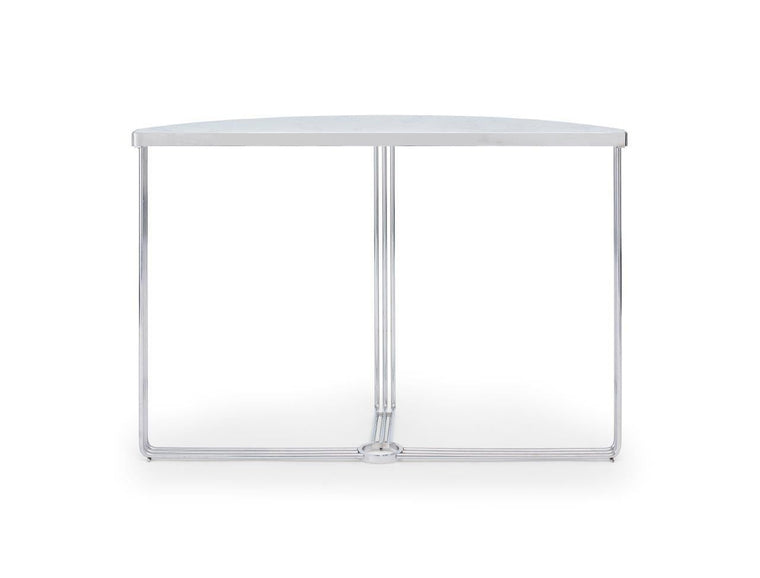 Gillmore Space Finn Demi Lune Console Table White Marble Top & Polished Chrome Frame