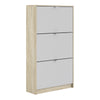 Axton Choctaw Shoe Cabinet With 3 Tilting Doors And 2 Layers In Oak Structure White