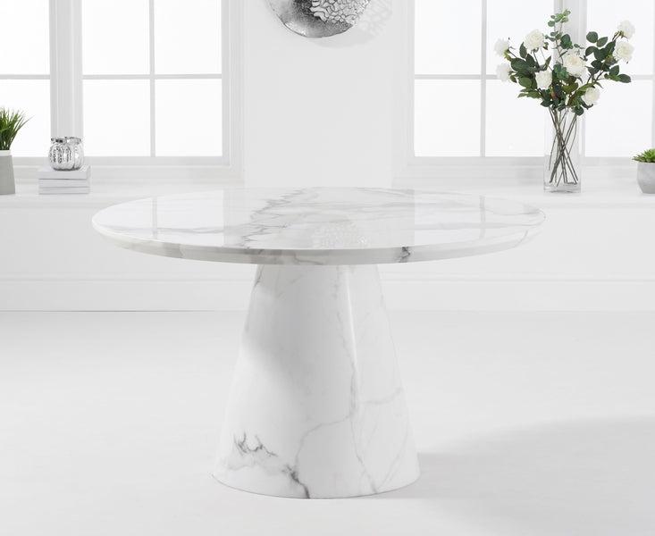 Ramiro 130cm Round Ivory White Marble Dining Table