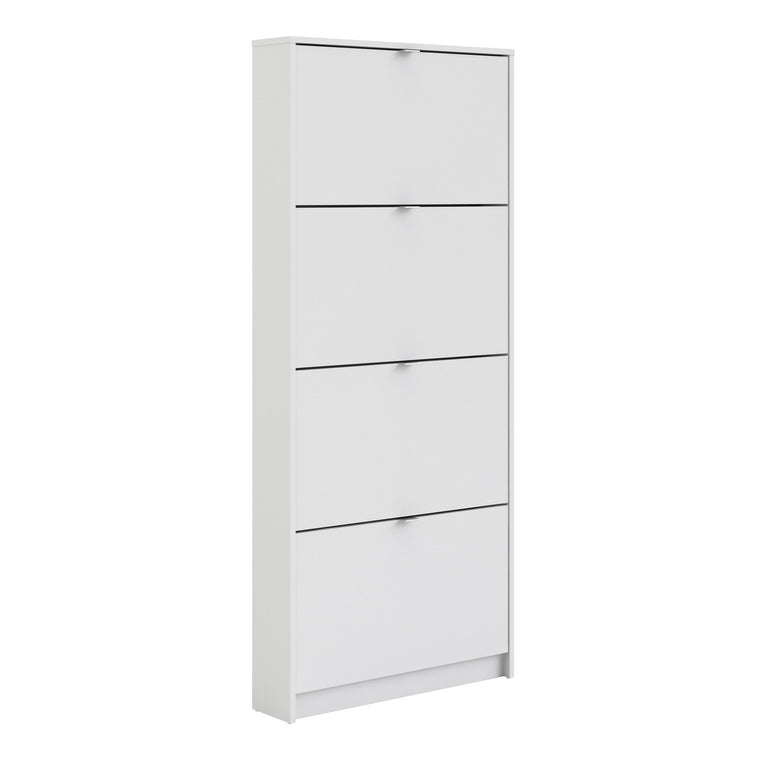 Axton Choctaw Shoe Cabinet With 4 Tilting Doors And 1 Layer In White