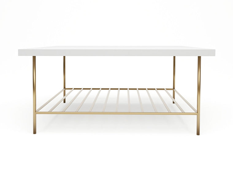 Gillmore Space Alberto Square Coffee Table White With Brass Accent