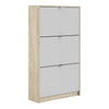 Axton Choctaw Shoe Cabinet With 3 Tilting Doors And 2 Layers In White