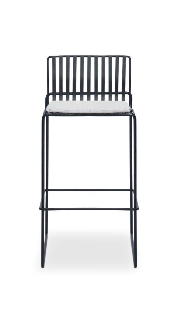 Gillmore Space Finn Bar Stool Silver Upholstered & Black Frame