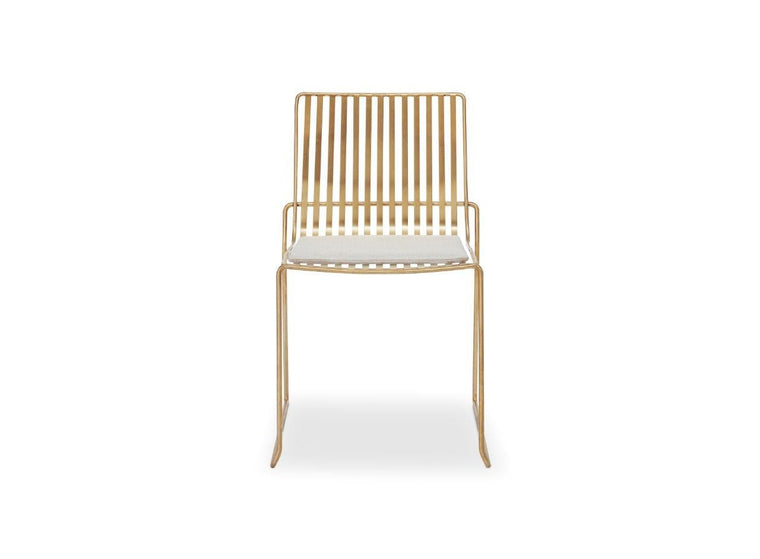 Gillmore Space Finn Stacking Dining Chair Natural Upholstered & Brass Frame