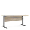 Axton Trinity Desk 150 cm In Oak With Height Adjustable Legs With Electric Control In Silver Grey Steel