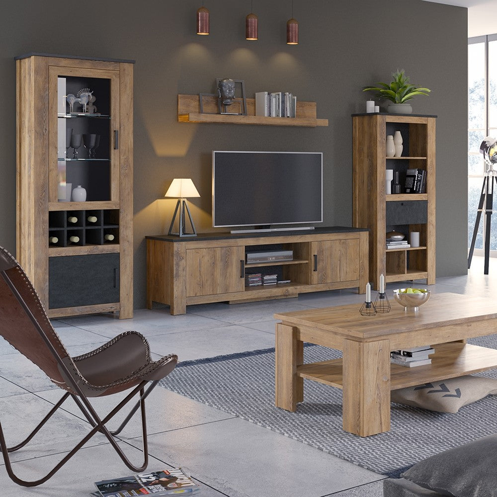 Axton Marlo 1 Drawer Bookcase In Chestnut And Matera Grey