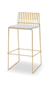 Gillmore Space Finn Bar Stool Silver Upholstered & Brass Frame