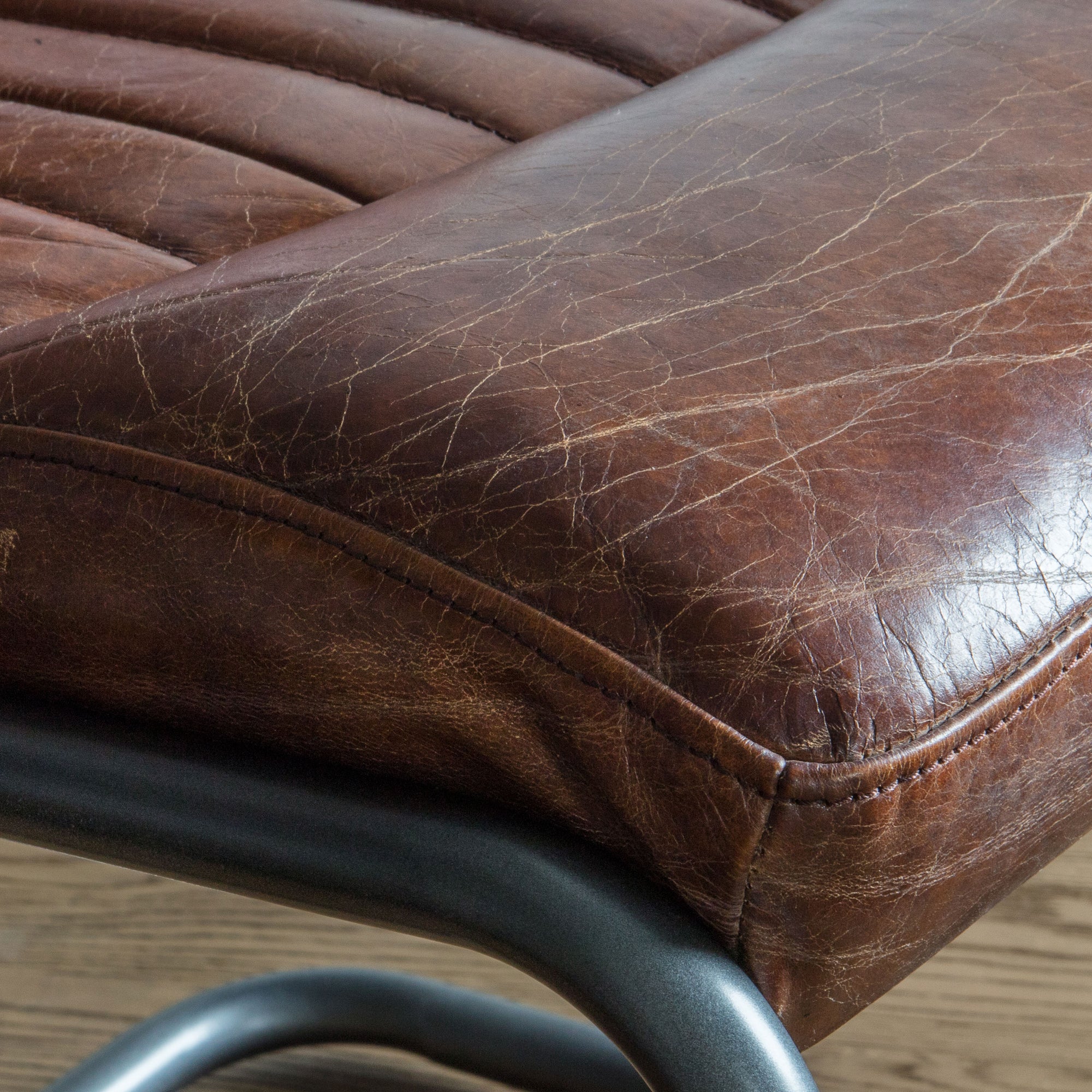 Mayfield Chipman Leather Office / Dining Chair Black Metal Legs