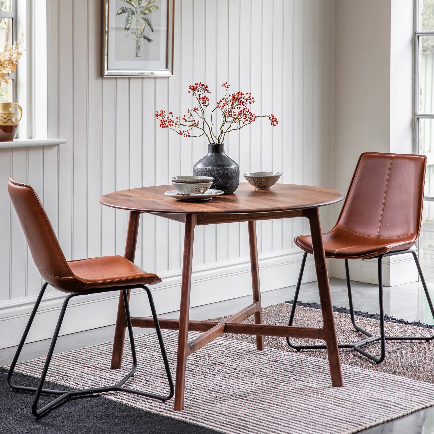 Mayfield Alberta Round Dining Table Oak/Walnut 1000mm