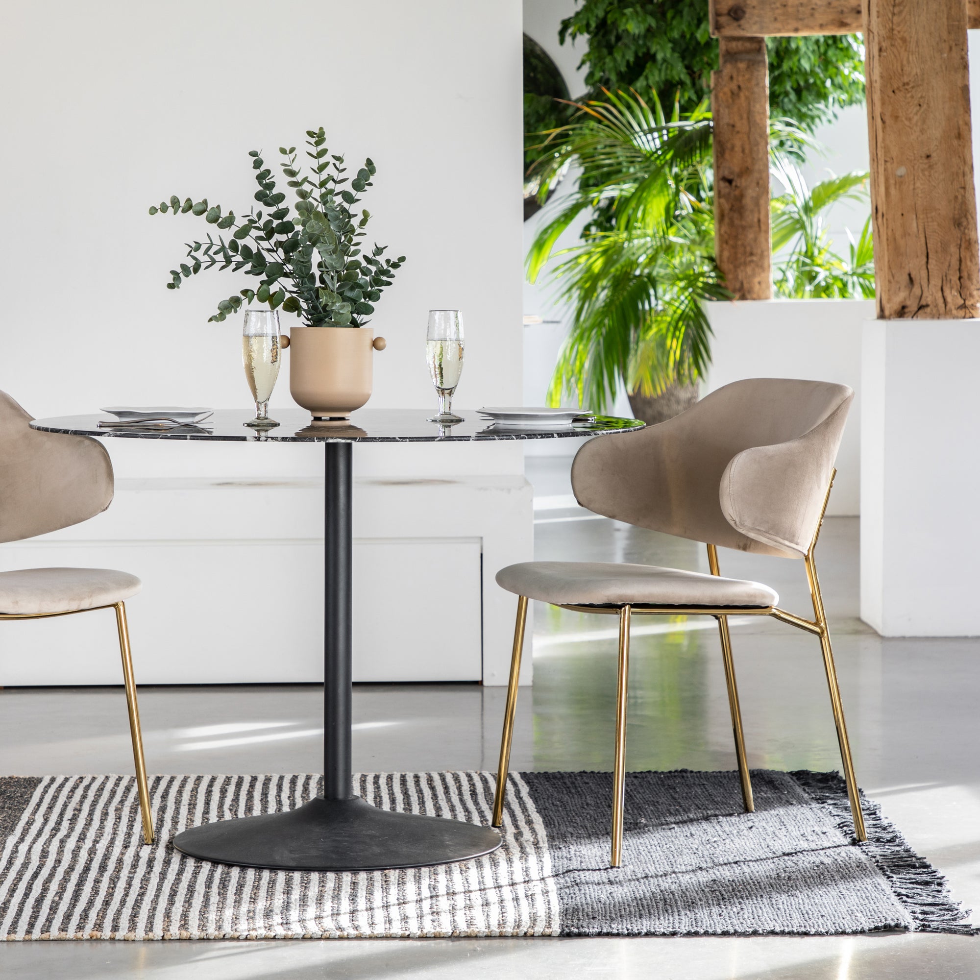 Mayfield Worrall Taupe Dining Chair Gold Legs (Discontinued )