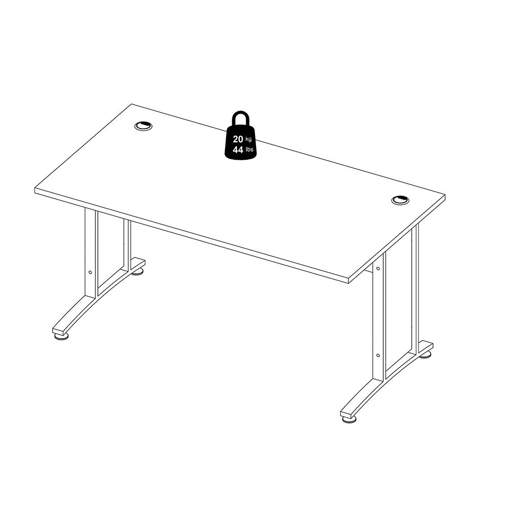 Axton Trinity Desk 150 cm In White With Silver Grey Steel Legs