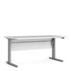 Axton Trinity Desk 150 cm In White With Height Adjustable Legs With Electric Control In Silver Grey Steel