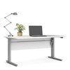 Axton Trinity Desk 150 cm In White With Height Adjustable Legs With Electric Control In Silver Grey Steel