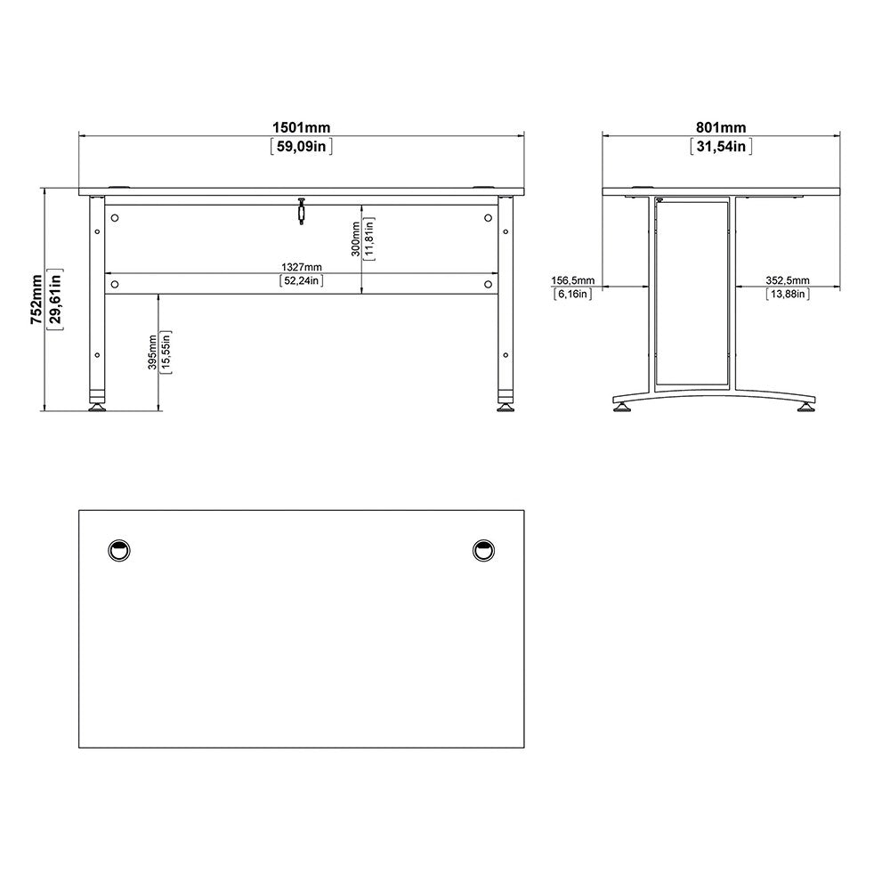 Axton Trinity Desk 150 cm In White With White Legs