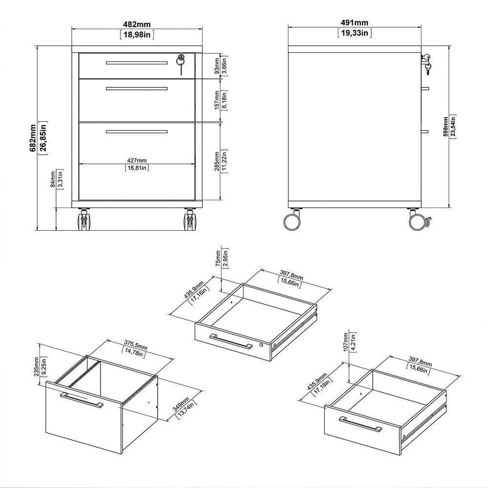 Axton Trinity Mobile file cabinet In Oak