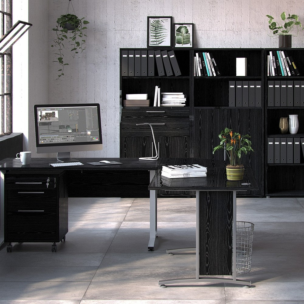 Axton Trinity Bookcase 4 Shelves with 2 Doors in Black woodgrain