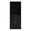 Axton Trinity Bookcase 5 Shelves With 2 Drawers And 2 Doors In Black Woodgrain