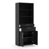 Axton Trinity Bookcase 5 Shelves With 2 Drawers And 2 Doors In Black Woodgrain