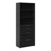 Axton Trinity Bookcase 5 Shelves with 2 Drawers + 2 File Drawers in Black Woodgrain