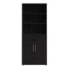 Axton Trinity Bookcase 5 Shelves with 2 Doors in Black woodgrain