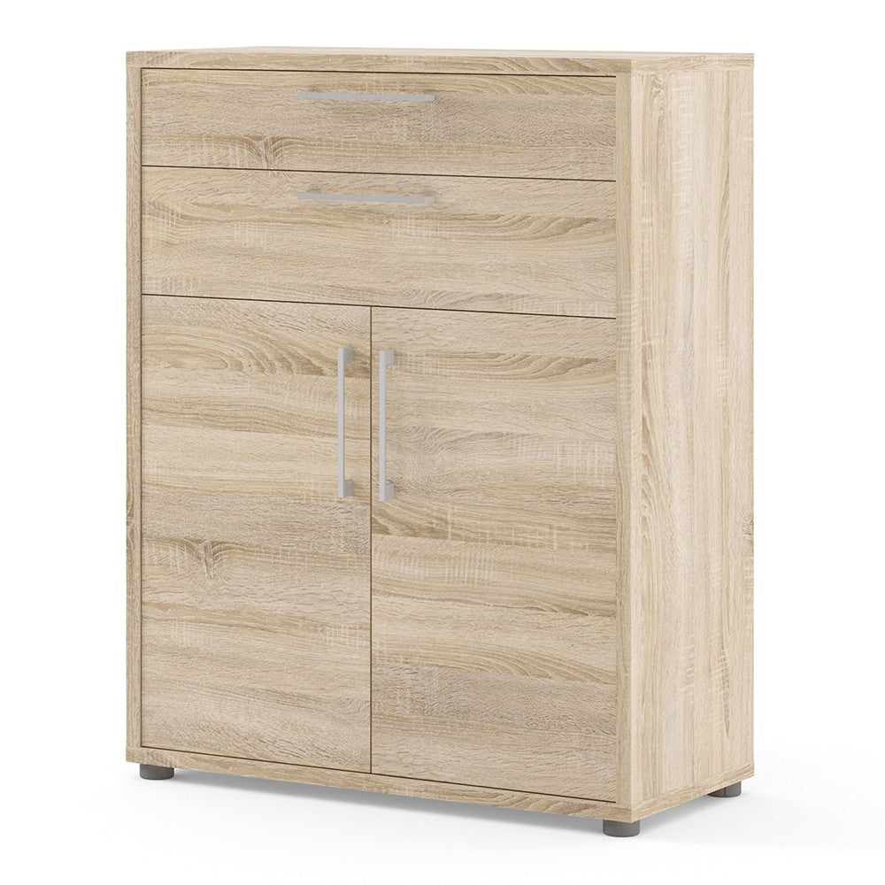 Axton Trinity Bookcase 2 Shelves with 2 Drawers and 2 Doors in Oak