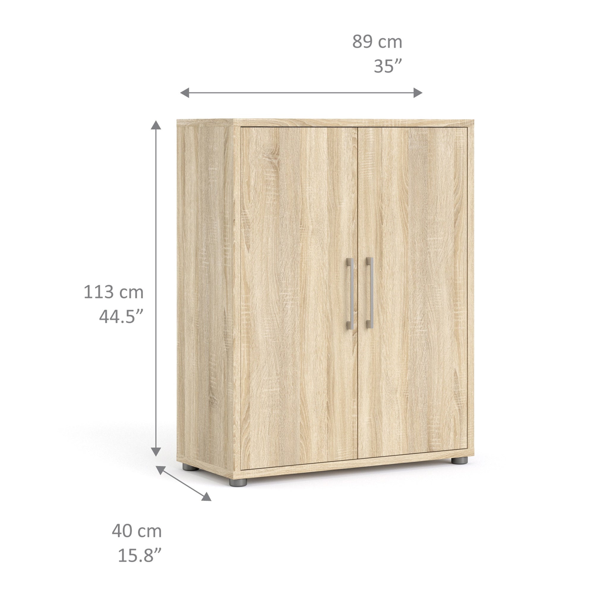 Axton Trinity Bookcase 2 Shelves with 2 Doors in Oak