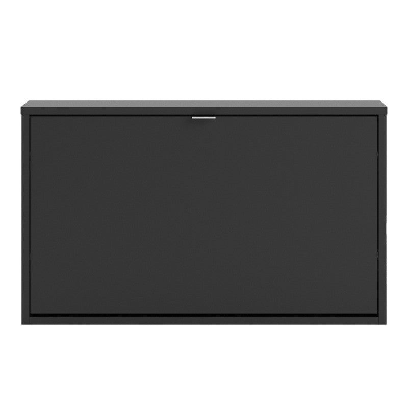Axton Choctaw Shoe Cabinet with 1 Tilting Door And 2 Layers In Matt Black