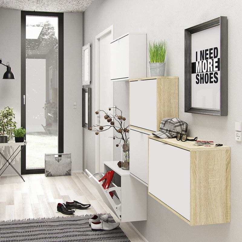 Axton Choctaw Shoe Cabinet With 2 Tilting Doors And 1 Layer In White