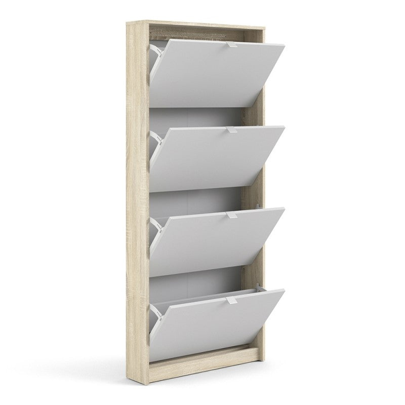Axton Choctaw Shoe Cabinet With 4 Tilting Doors And 1 Layer In Oak Structure White