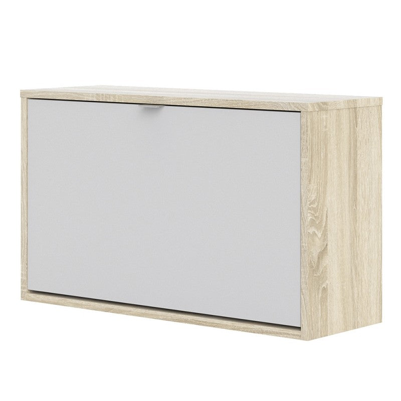 Axton Choctaw Shoe Cabinet with 1 Tilting Door And 2 Layers In Oak Structure White