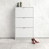 Axton Choctaw Shoe Cabinet With 3 Tilting Doors And 2 Layer In White