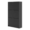 Axton Choctaw Shoe Cabinet With 3 Tilting Doors And 2 Layer In Matt Black