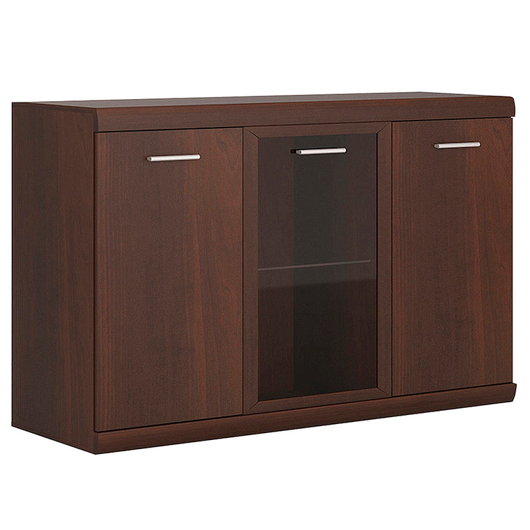 Axton Pelham 3 Door Glazed Sideboard In Dark Mahogany Melamine