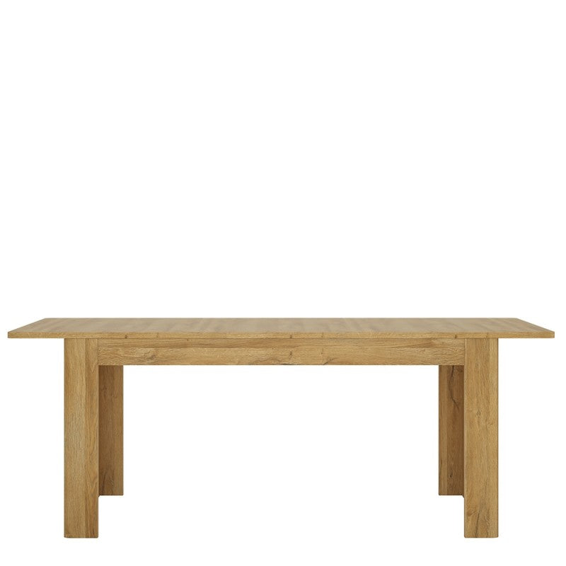 Axton Bronxwood Extending Dining Table in Grandson Oak + 4 Milan High Back Chair Black