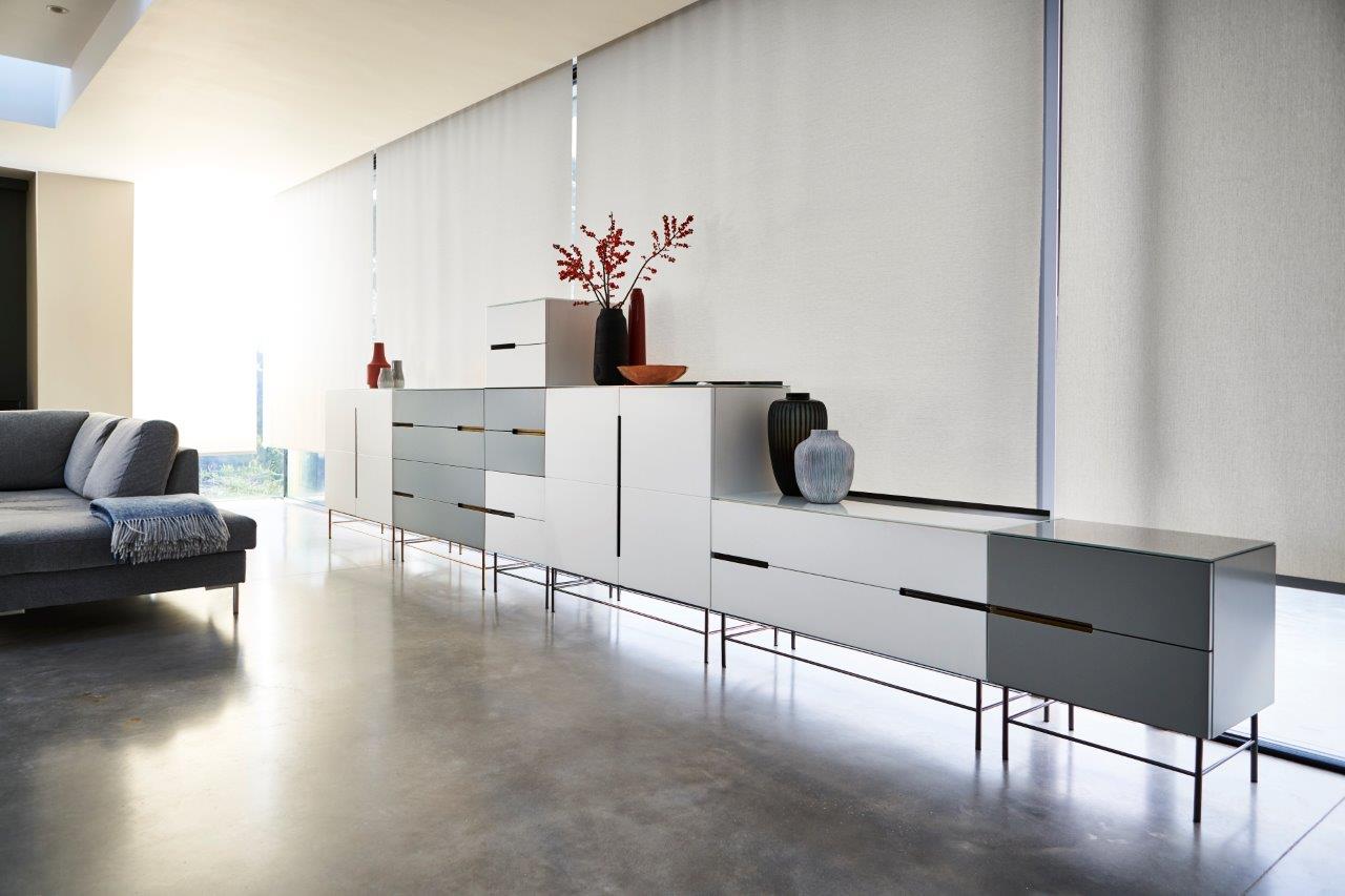 Gillmore Space Alberto Door & Drawer Combination Sideboard White With Brass Accent