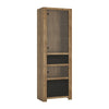 Axton Morris 1 Door 1 Drawer Display Cabinet In Lefkas Oak With Matt Black Fronts