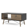 Axton Longwood Coffee Table With 1 Drawer In Matt Black Walnut.