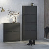 Axton Choctaw Shoe Cabinet With 4 Tilting Doors and 2 Layers in Matt Black