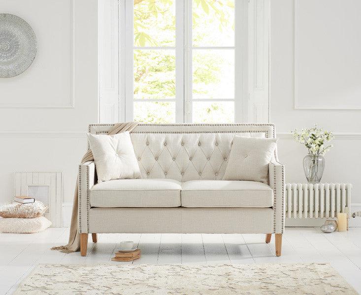 Casa Bella 2 Seater Ivory Fabric Sofa with Cushions
