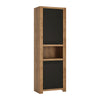 Axton Morris 2 Door Tall Cupboard With Open Shelf In Lefkas Oak With Matt Black Fronts