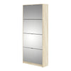 Axton Choctaw Shoe Cabinet With 4 Mirror Tilting Doors And 2 Layers In White