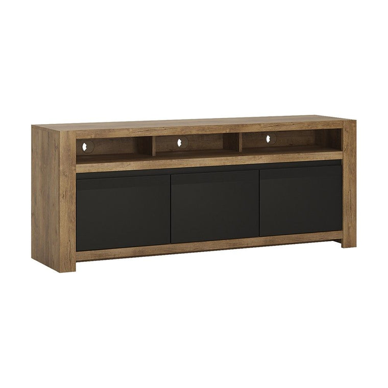 Axton Morris 2 Drawer TV Unit in Lefkas Oak With Matt Black Fronts