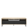 Axton Throggs Match TV Unit 2 Drawers w/ Media Compartment In Oak Wiith Dark Grey And White