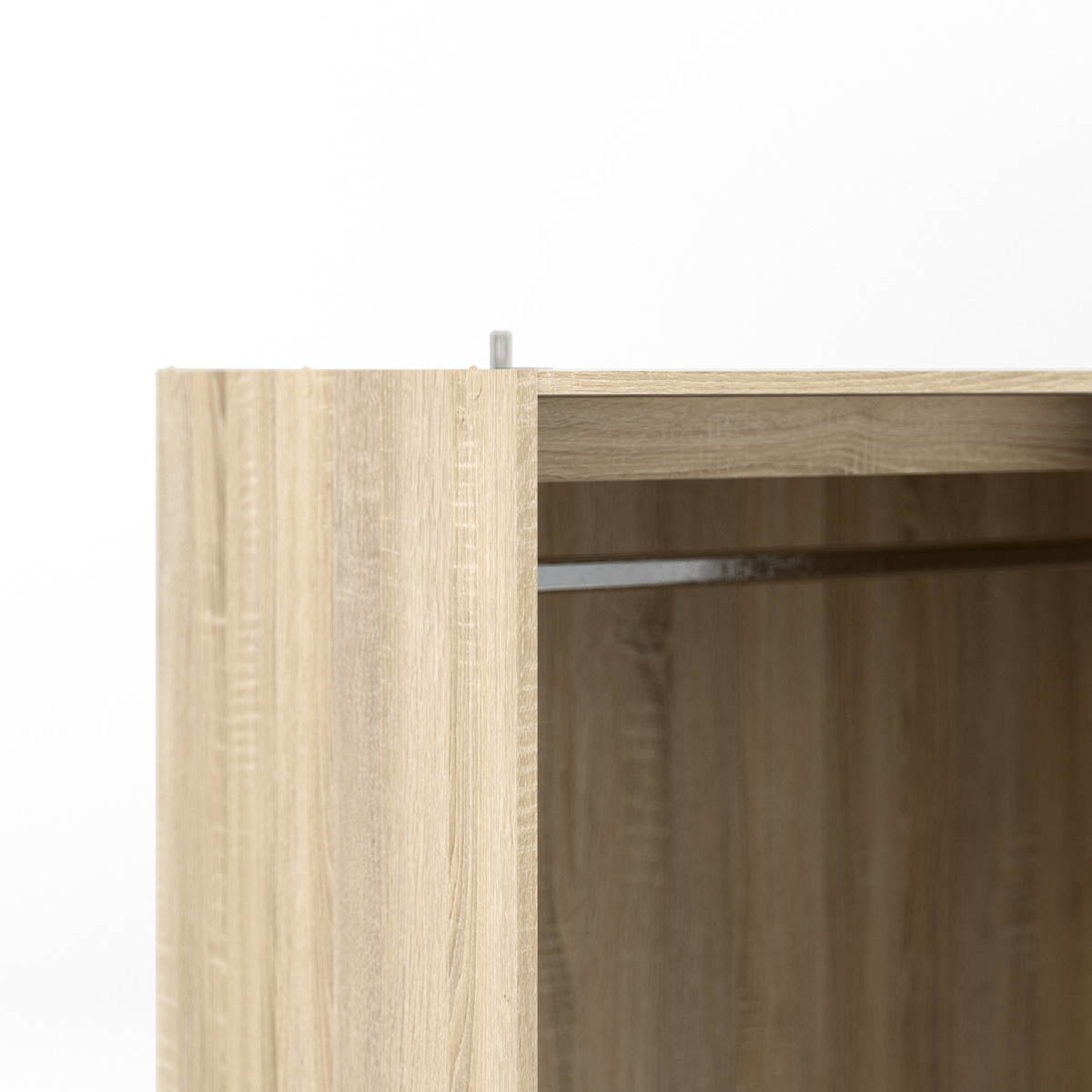 Axton Clason Wardrobe 3 Doors 6 Drawers in Oak with White High Gloss