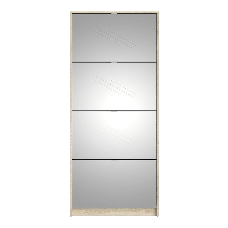 Axton Choctaw Shoe Cabinet With 3 Tilting Doors And 2 Layers + 1 Door In Oak Structure White High Gloss